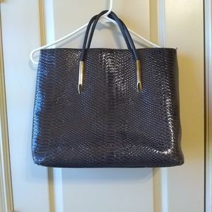 Antonio Melanie Black Snakeskin Tote Bag